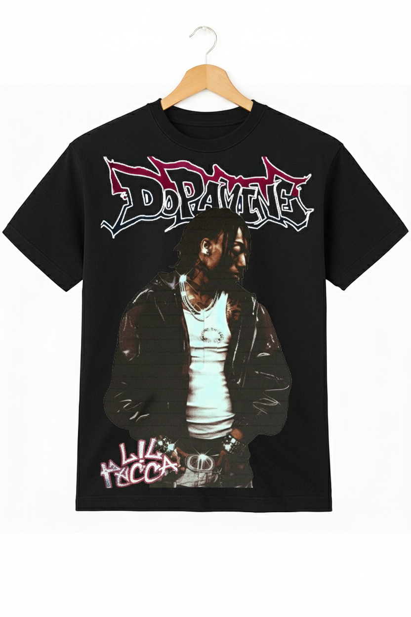 Lil Tecca DOPAMINE Album T-Shirt | Vintage Style Tracklist Merch Tee |Graffiti Rap Shirt